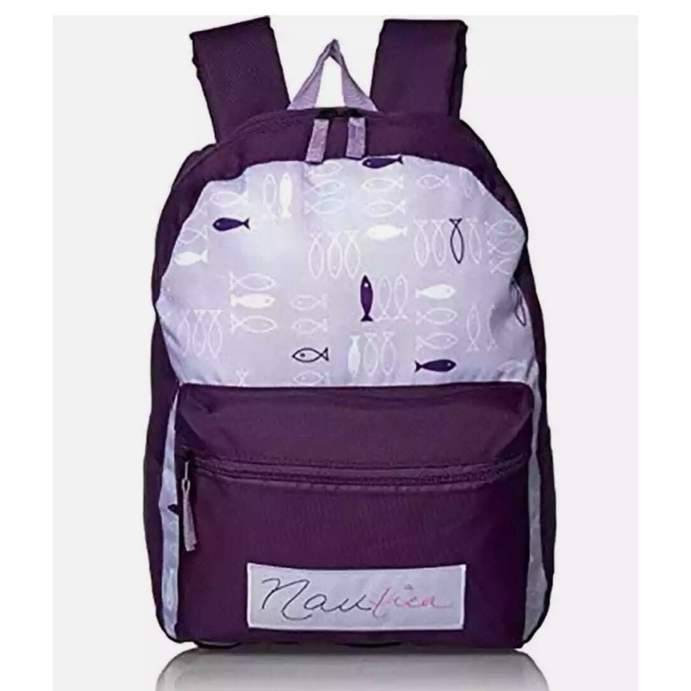 Nautica Girls' Big Fashion Print Small Backpack Purple